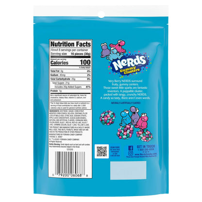 NERDS Gummy Clusters, Candy, Very Berry, Crunchy and Gummy, 8 oz