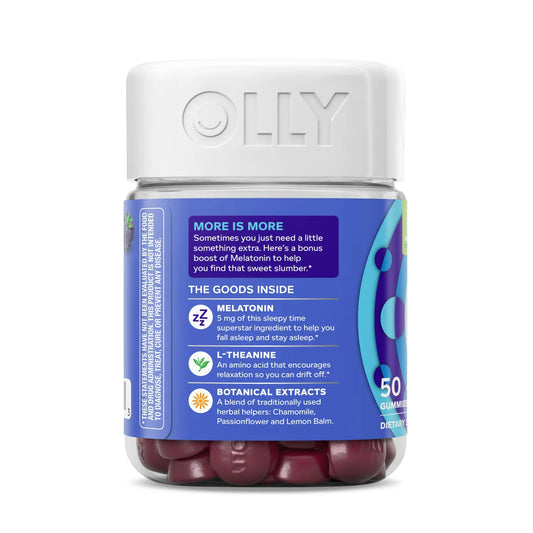 OLLY Extra Strength Sleep Gummy Supplement, 5mg Melatonin, Sleep Aid, Blackberry Flavor, 50 Ct