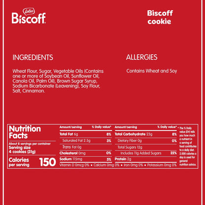 Lotus Biscoff Cookies, 8.8oz, 32 Cookies per Pack